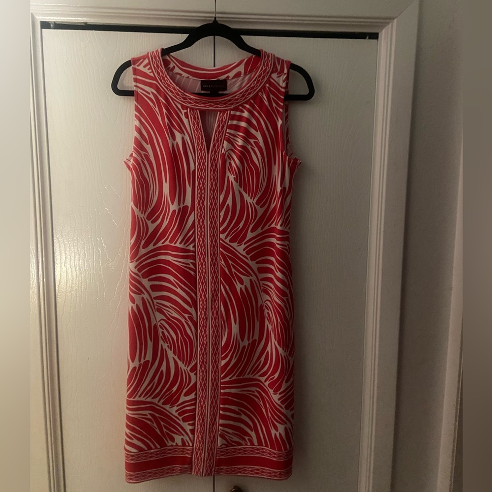 Pink and White Sleevless Dress-size M